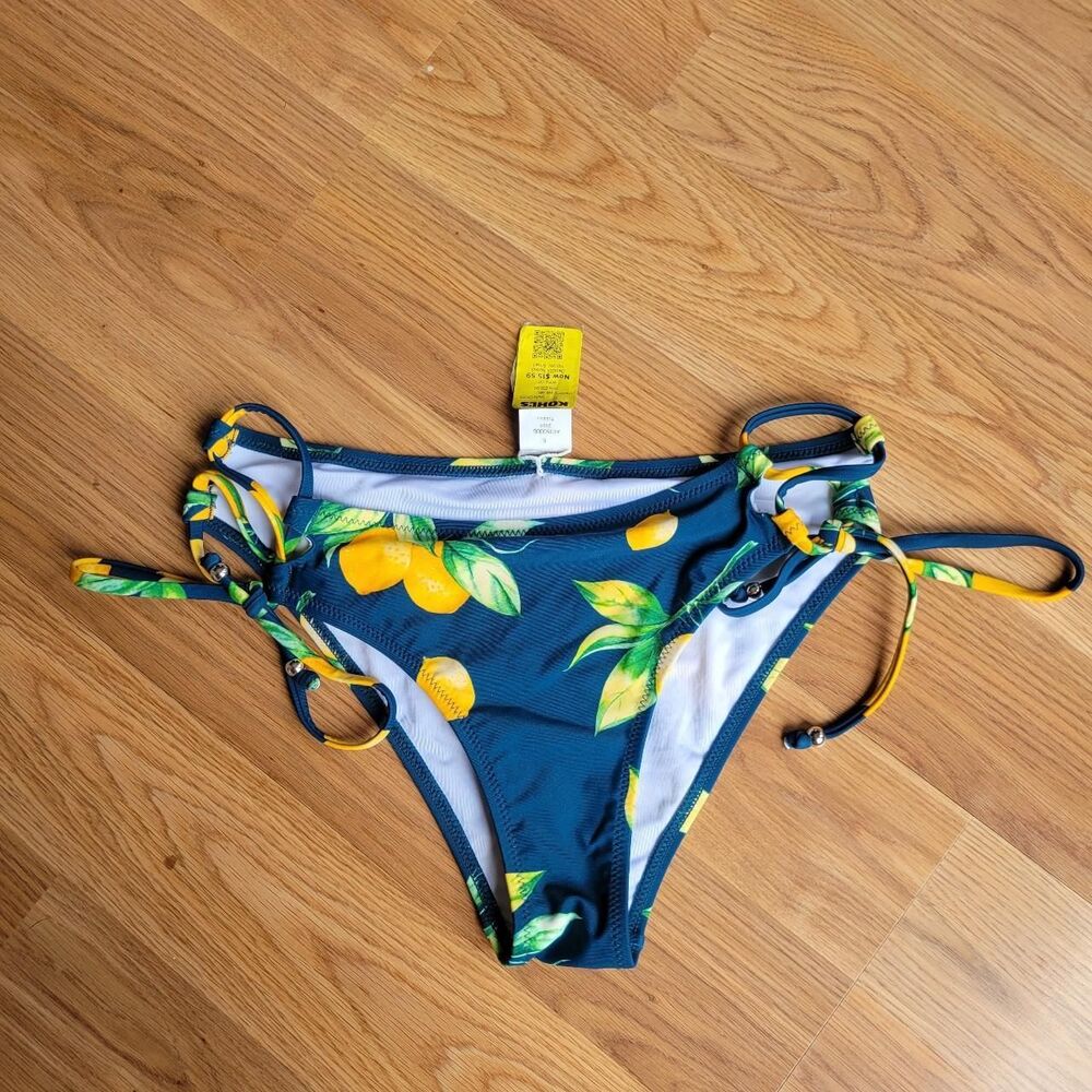 NWT Women's Bikini Bottoms Navy and Yellow Size S